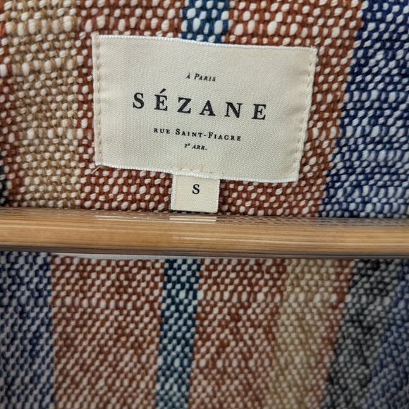 Sezane, Karena Jacket - Blue Brown Jacquard - Picture 8 of 11